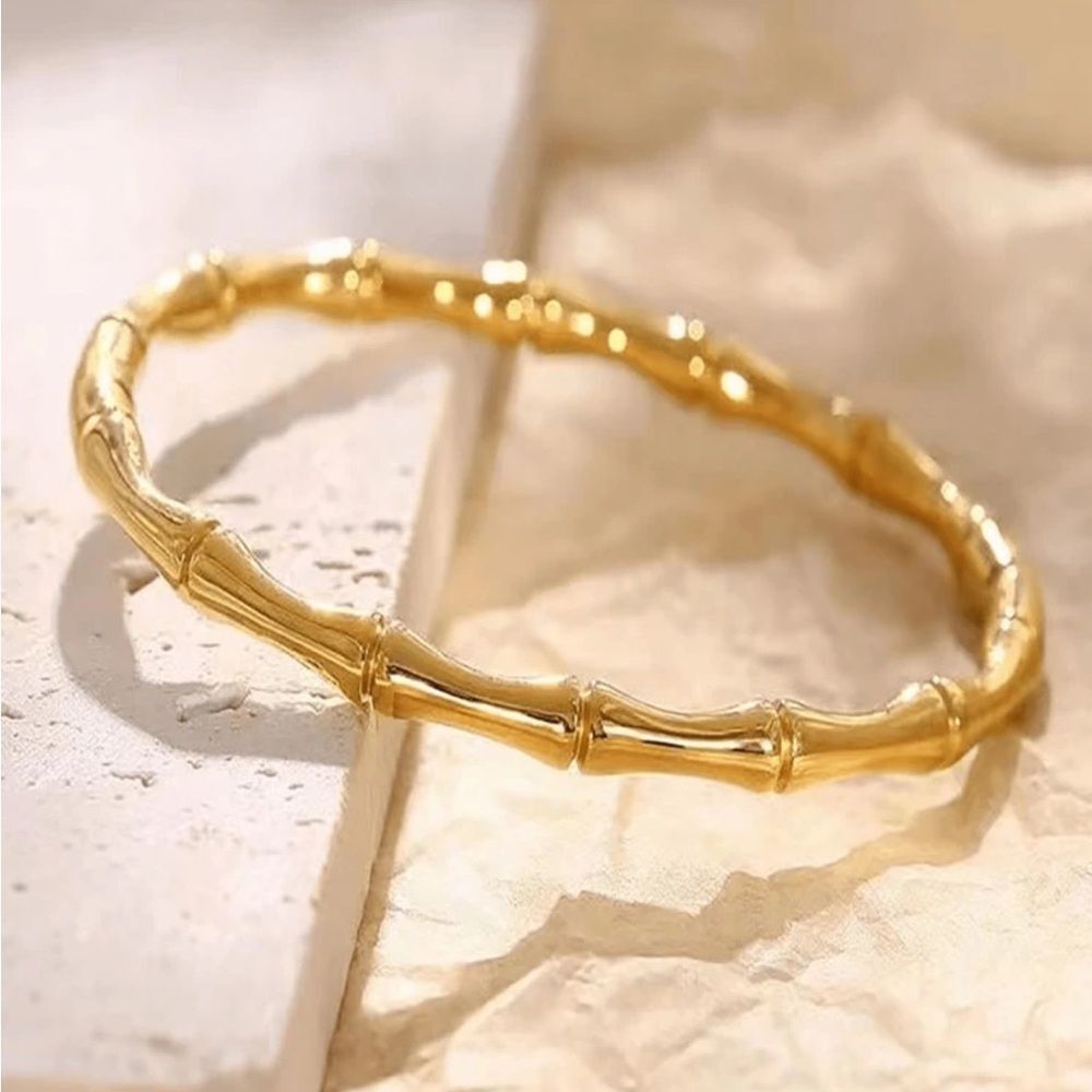Anthropologie Gold Bamboo-Style Bangle Bracelet